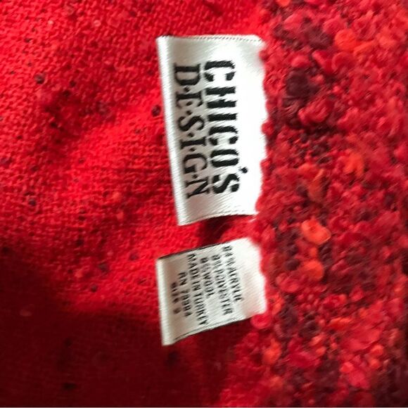 Chico’s Design Vtg Red Soft Tweed Open Sweater Jacket Size 2 ( L ) - Picture 7 of 9